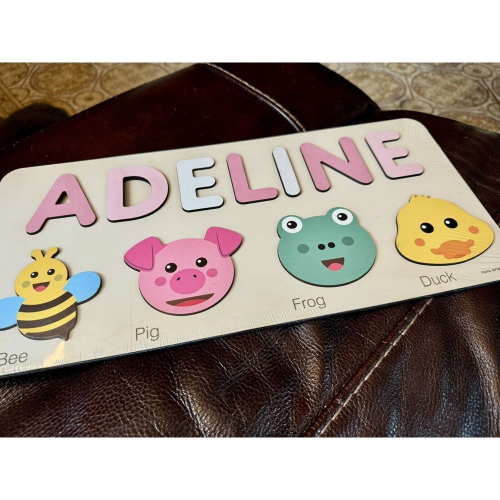 NEW-ZuZu Personalized Wooden Puzzle Name ADELINE 11 Piece‎ Nontoxic Gift NIB $70